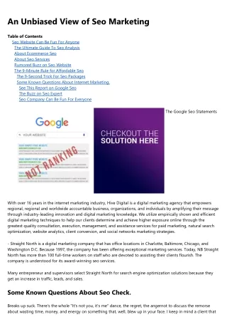 an unbiased view of seo marketing