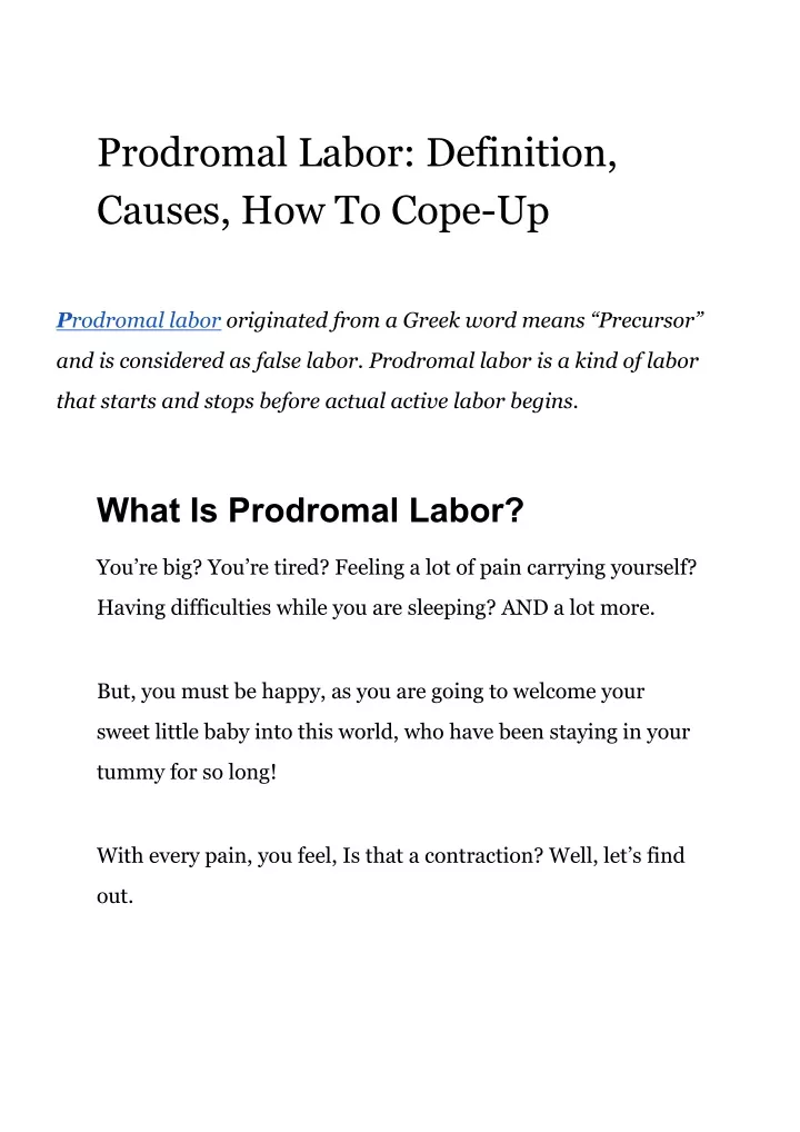 prodromal labor definition causes how to cope up