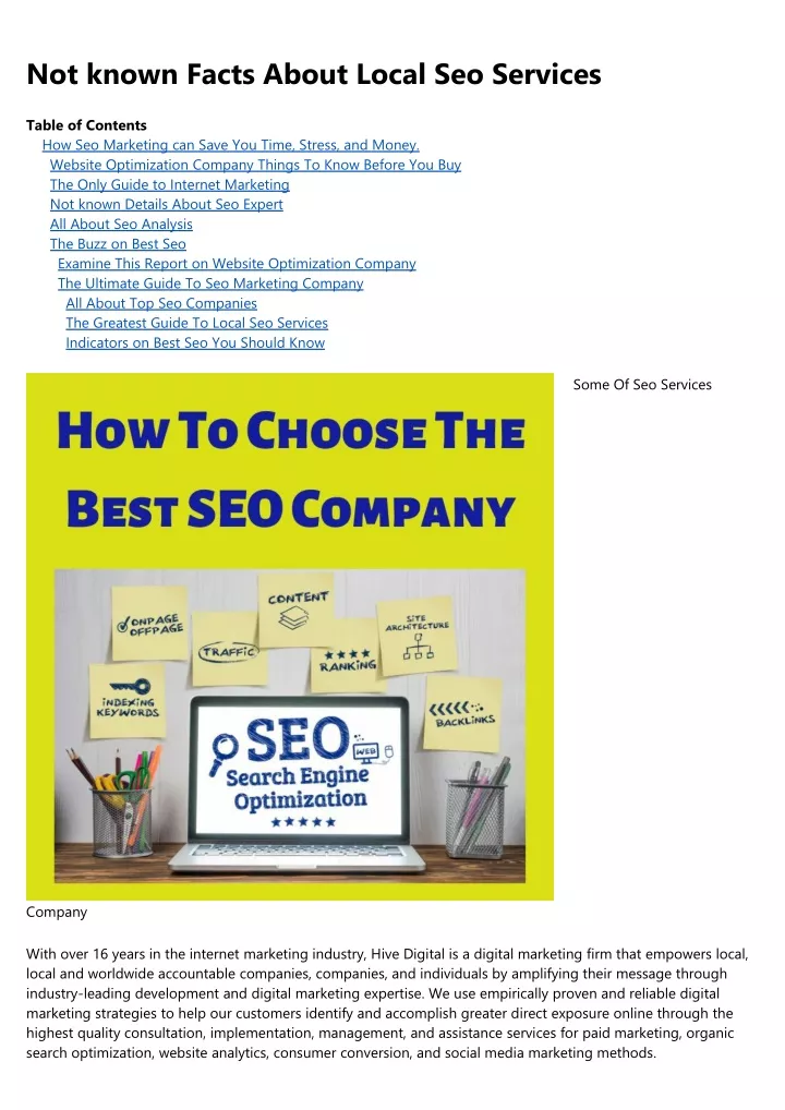 not known facts about local seo services