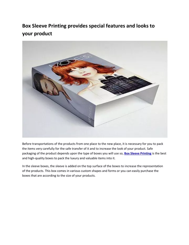 box sleeve printing provides special features