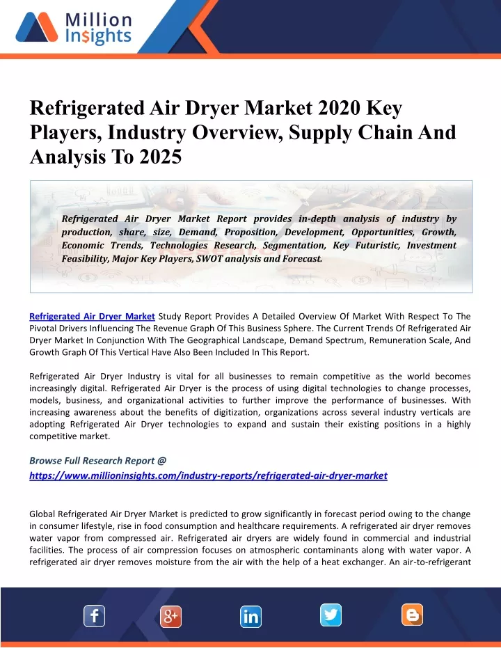 refrigerated air dryer market 2020 key players