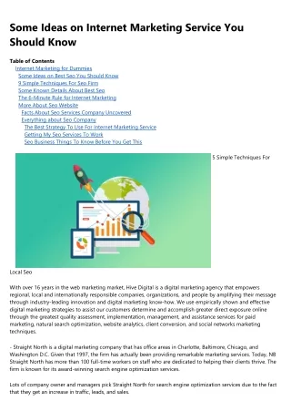 some ideas on internet marketing service