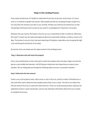 steps in the lending process