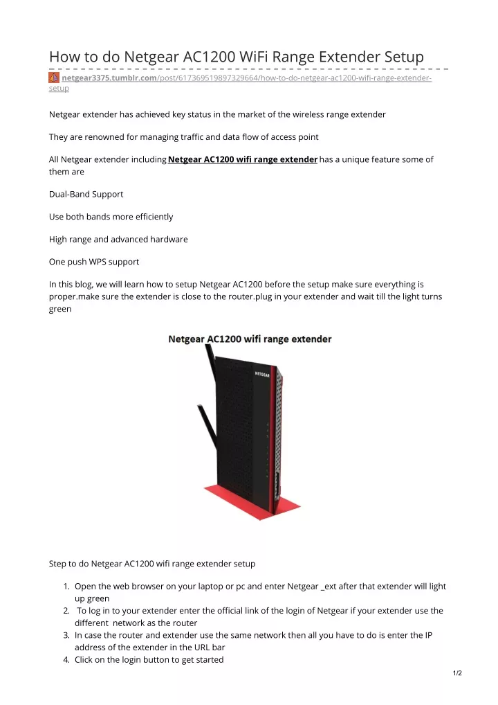 how to do netgear ac1200 wifi range extender setup