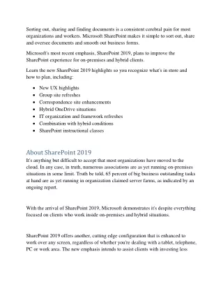 SharePoint 2019 Consulting services and Features