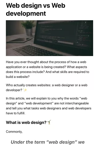 Web design vs Web development