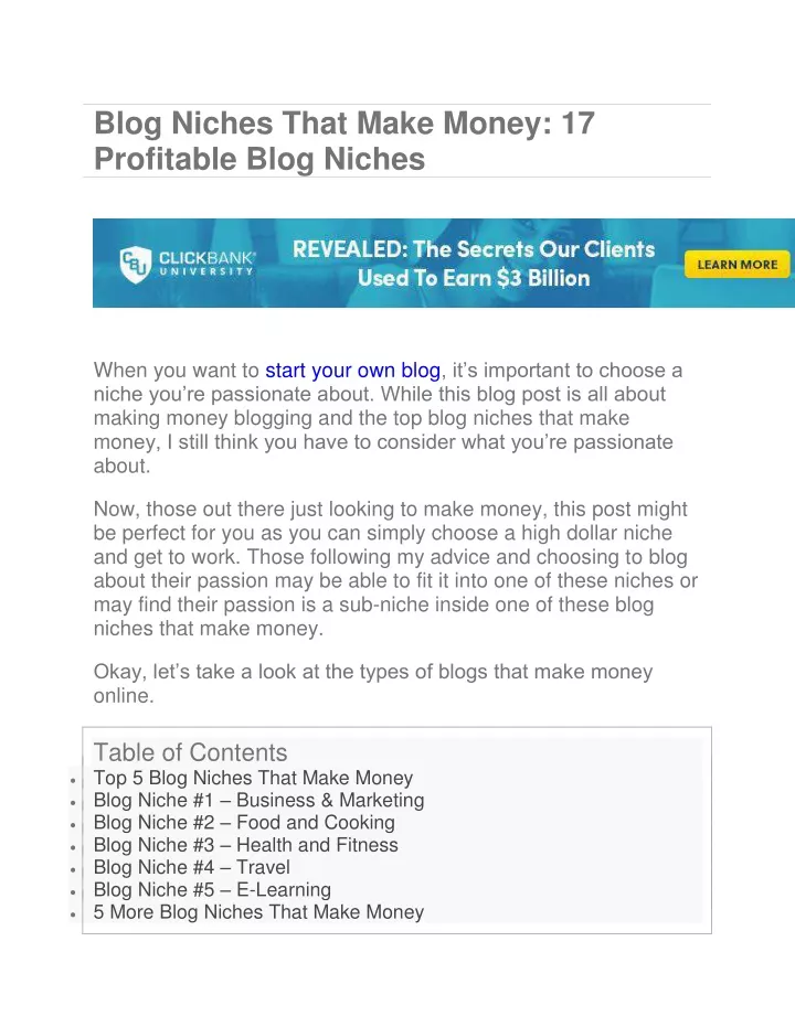 blog niches that make money 17 profitable blog