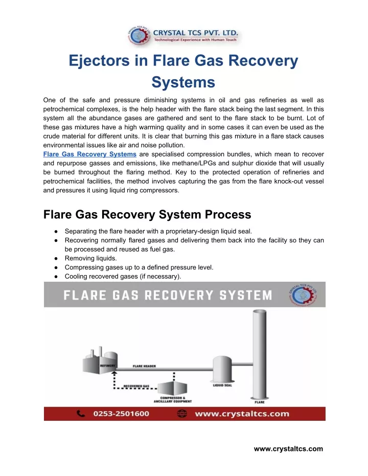 ejectors in flare gas recovery systems