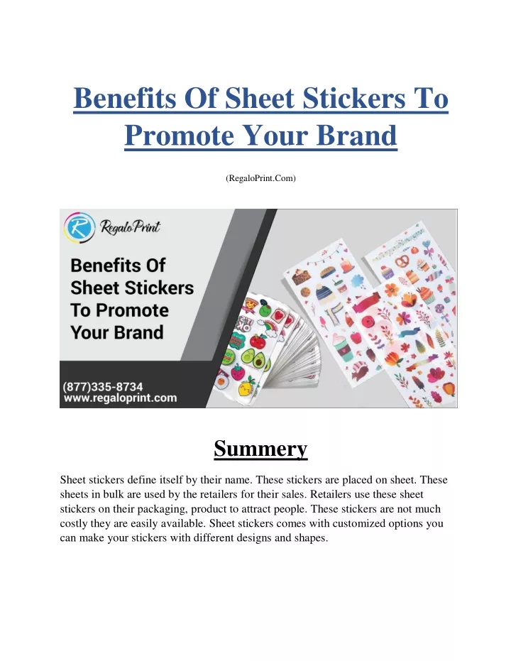 benefits of sheet stickers to promote your brand