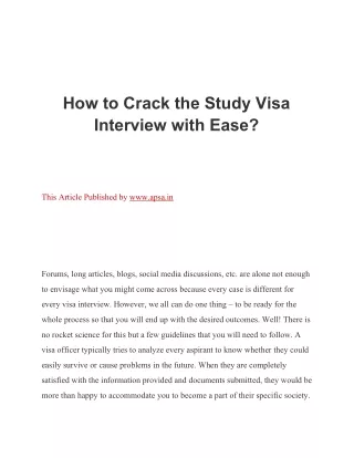 How to Crack the Study Visa Interview with Ease?