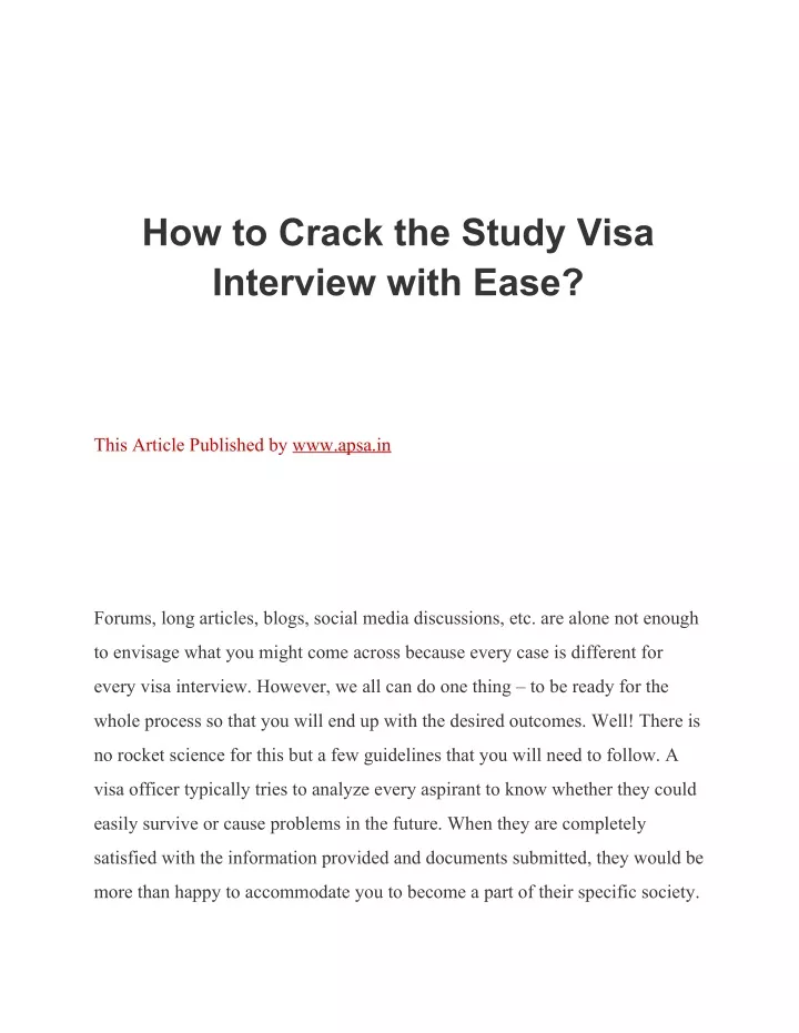 how to crack the study visa interview with ease