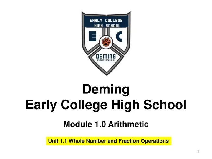 deming early college high school module 1 0 arithmetic