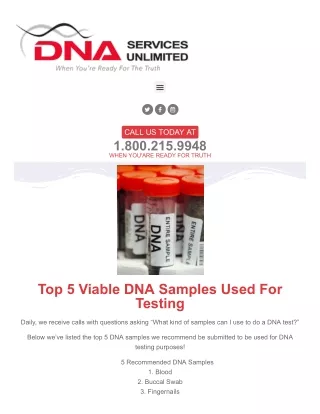 Top 5 Viable DNA Samples Used For Testing