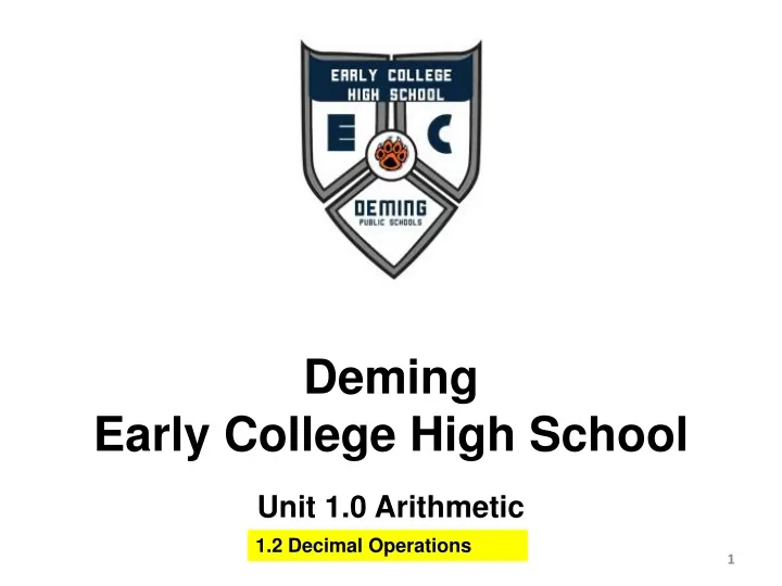 deming early college high school unit 1 0 arithmetic