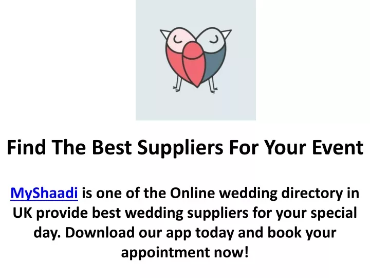 find the best suppliers for your event
