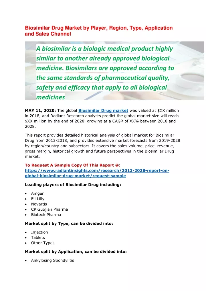 biosimilar drug market by player region type