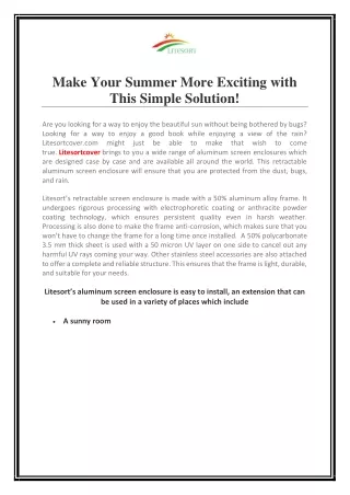 Make Your Summer More Exciting with This Simple Solution!