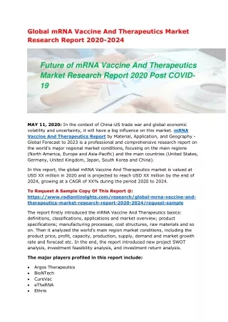 mRNA Vaccine And Therapeutics Market Research Report 2020
