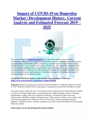 Impact of COVID-19 on Ibuprofen Market 2019-2026