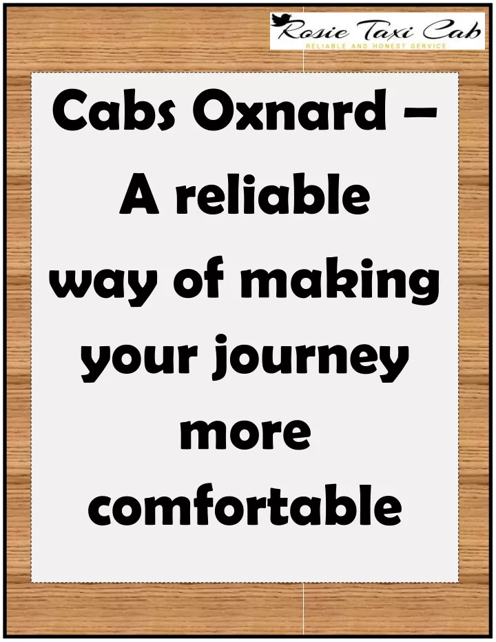 cabs oxnard a reliable way of making your journey