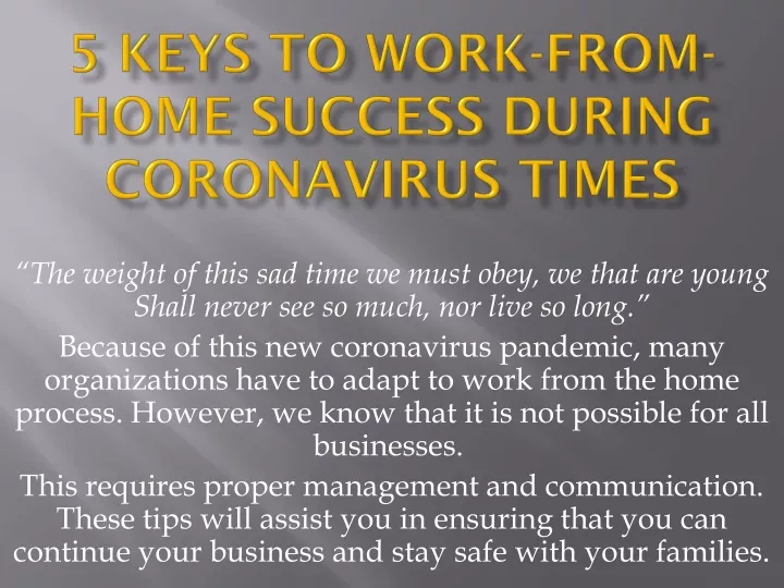 5 keys to work from home success during coronavirus times