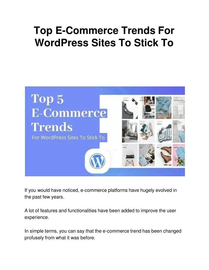 top e commerce trends for wordpress sites to stick to