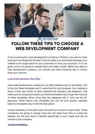 Follow These Tips to Choose a Web Development Company