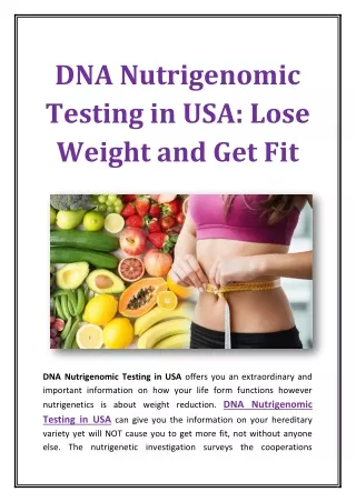 DNA Nutrigenomic Testing in USA: Lose Weight and Get Fit