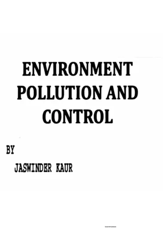 ENVIRONMENT POLLUTION AND CONTROL