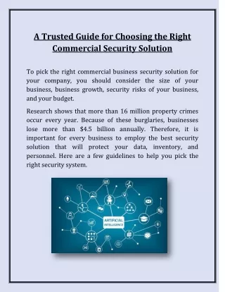 A Trusted Guide for Choosing the Right Commercial Security Solution