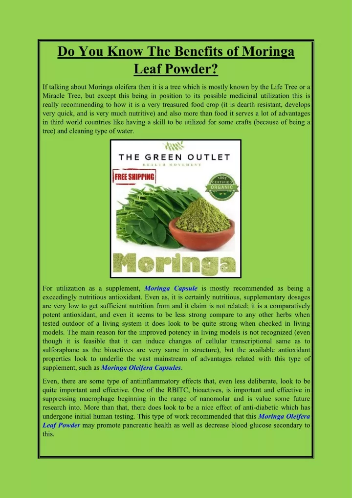 do you know the benefits of moringa leaf powder