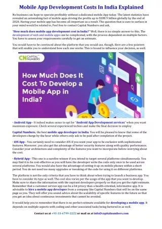 mobile app development costs in india explained