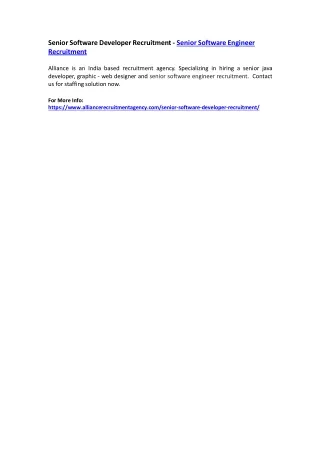 senior software developer recruitment senior
