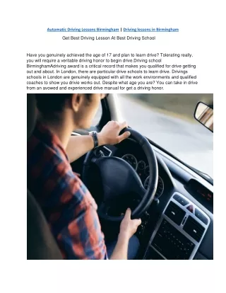 Automatic Driving Lessons Solihull