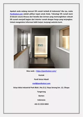 Jual Lift Rumah Online - Pardi Solusi