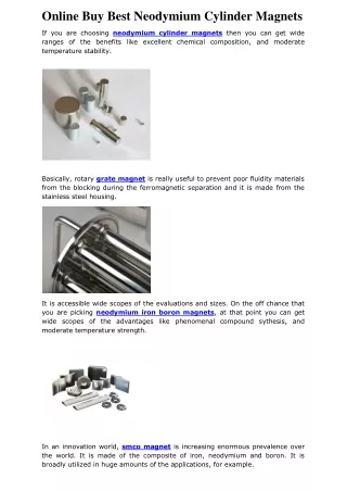 Online Buy Best Neodymium Cylinder Magnets
