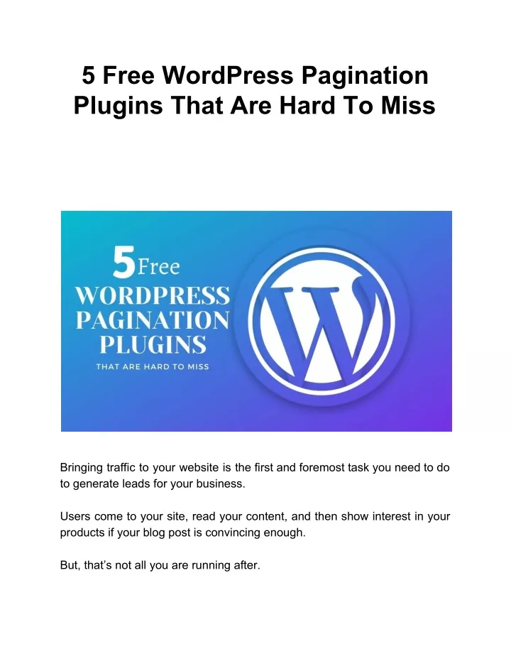 5 free wordpress pagination plugins that are hard