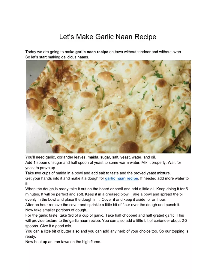 let s make garlic naan recipe
