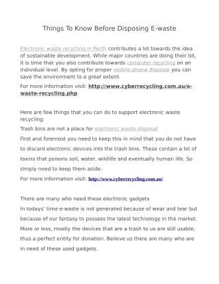 things to know before disposing e waste