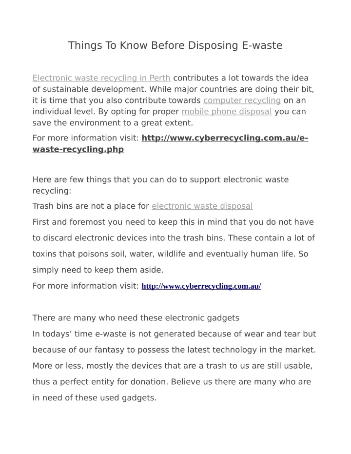 things to know before disposing e waste