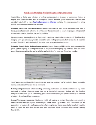 avoid such mistakes while hiring roofing