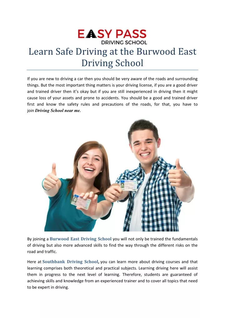 learn safe driving at the burwood east driving
