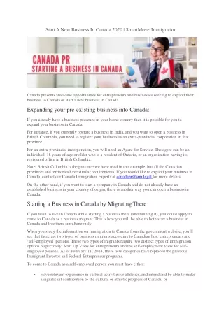 start a new business in canada 2020 smartmove