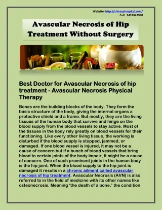 Best Doctor for Avascular Necrosis of Hip Treatment Without Surgery