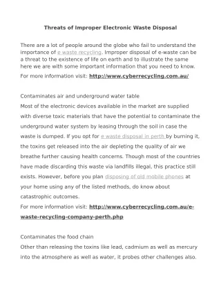 threats of improper electronic waste disposal