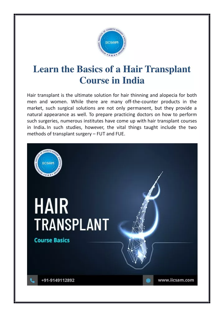learn the basics of a hair transplant course