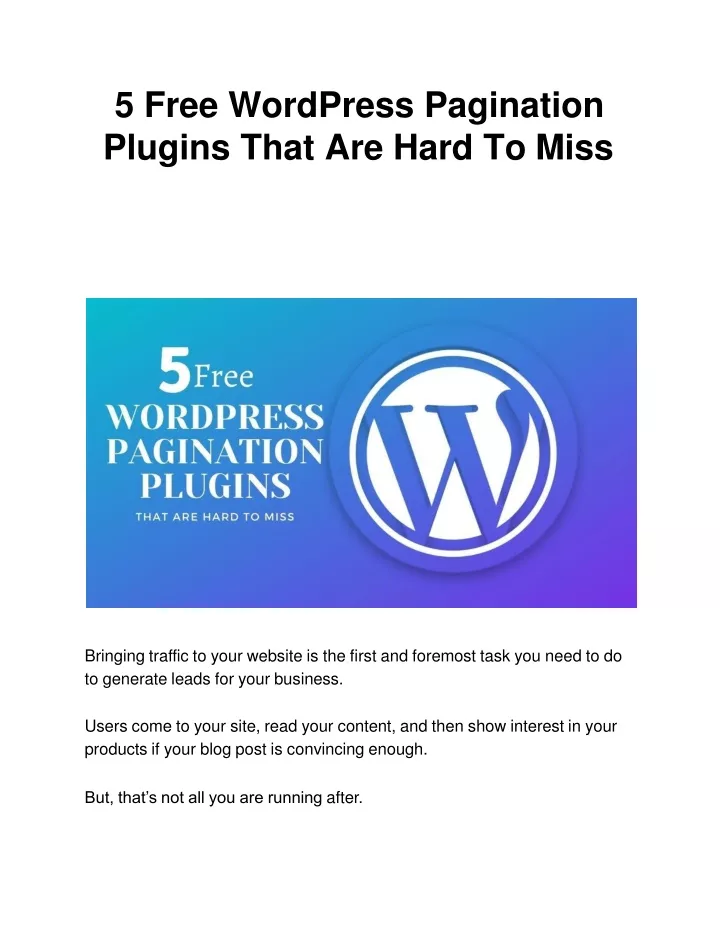 5 free wordpress pagination plugins that are hard to miss