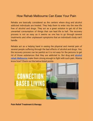 Alcohol Rehab Melbourne - Connection Based Living