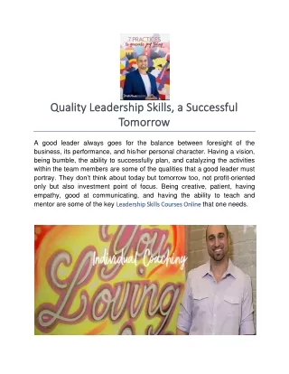 Quality Leadership Skills, a Successful Tomorrow
