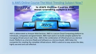 Is AWS Online Training The Most Trending Subject Now?
